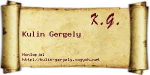 Kulin Gergely névjegykártya